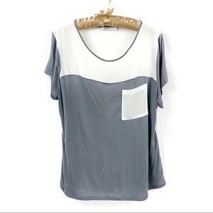RICKI'S | Chiffon & Sparkle Pocket T-Shirt in XL